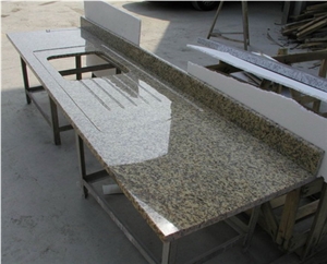 China Crystal Yellow Granite Countertop,Kitchen Desk Tops,Kitchen Island Tops, Kitchen Bar Top,Kitchen Worktops